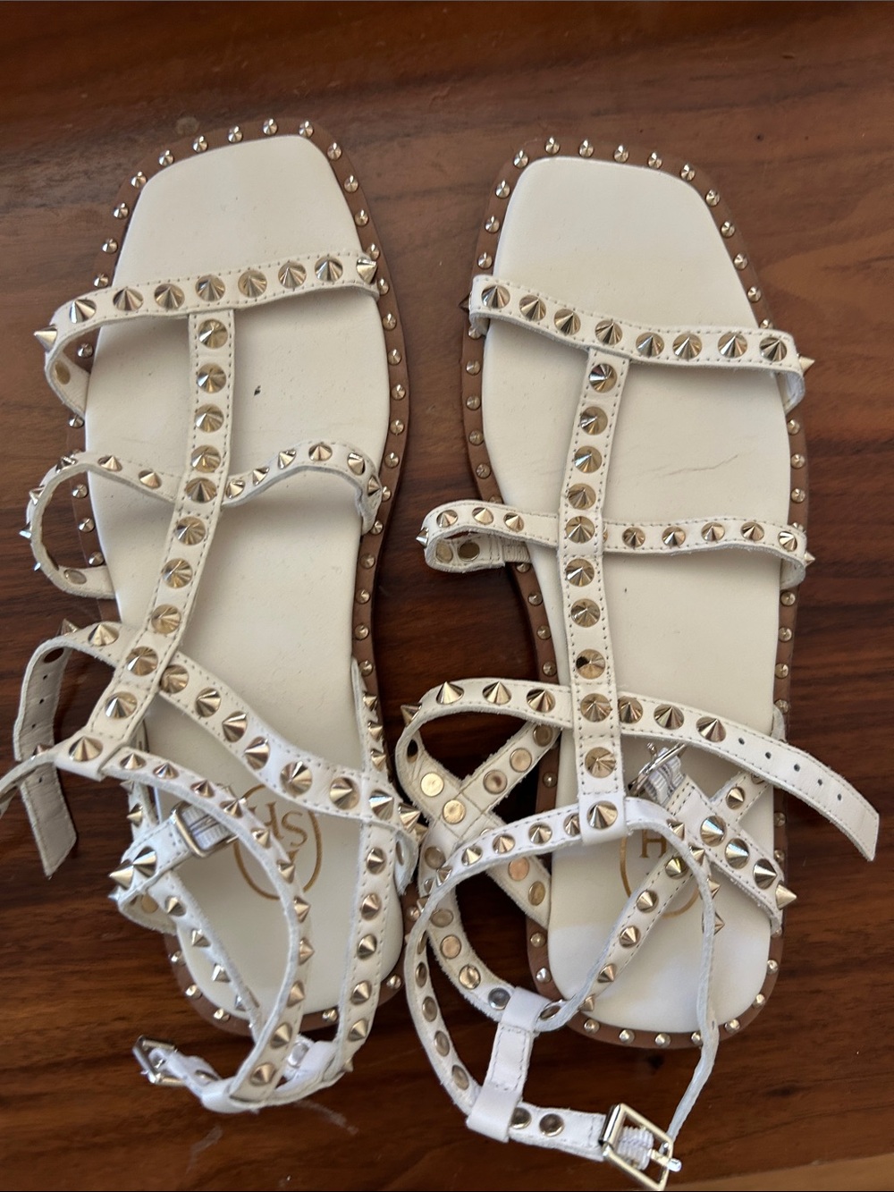 Ash White Studded Strappy Sandals for Women